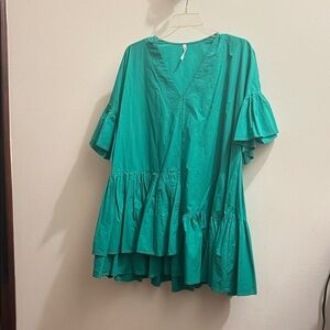 Green Ruffle Sleeve Dress